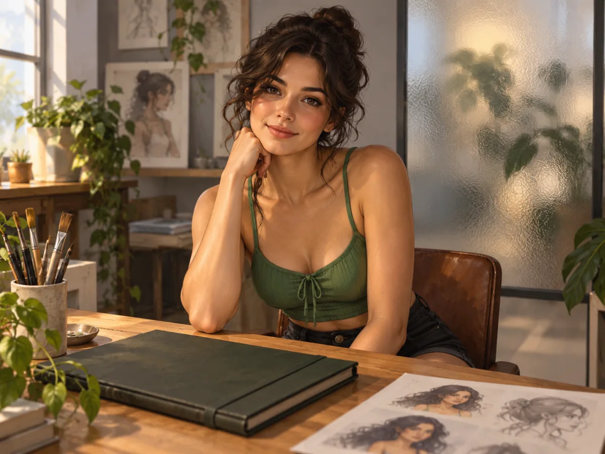 AI-generated fictional adult model in clothing, used as an editorial illustration